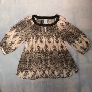 Sheer Top with Elegant Print & Details